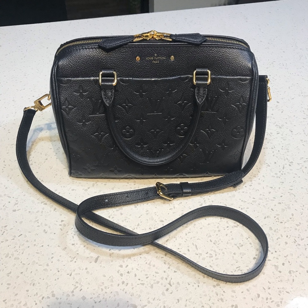 Black Louis Vuitton Speedy 25 Bandolier Empreinte